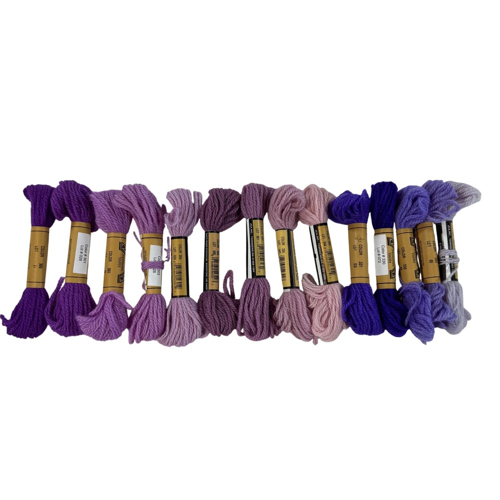 Paternayan Persian Virgin Wool Yarn 14 Skeins Purple Pink Needlepoint